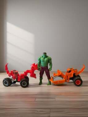 Lot of 2 Fisher-Price Imaginext Dino Construction Vehicles and Hulk‎ Figure